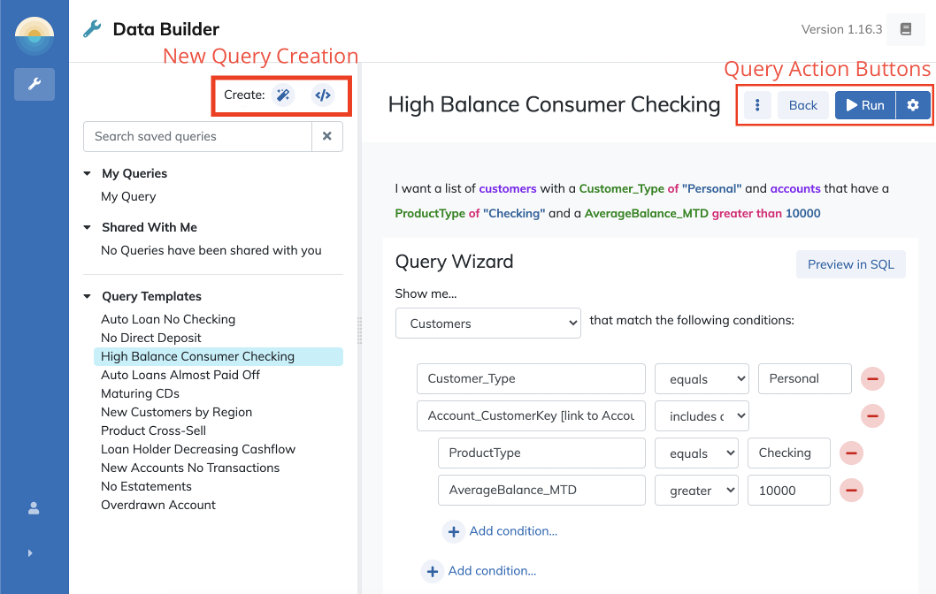 databuilder action buttons