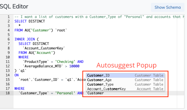 sql editor syntax highlight example