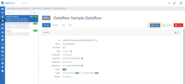 Dataflow Modify