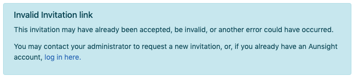 Invalid invitation message