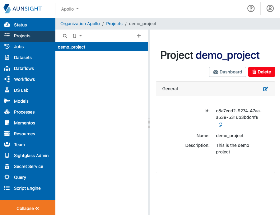 Projects screencap